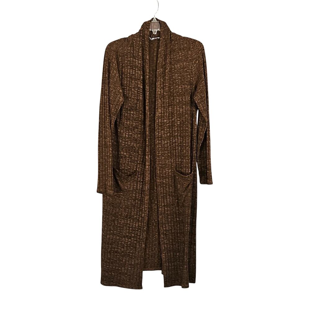 Lisa Rinna Collection Duster Cardigan Sweater Open-front Sz MP Bronze